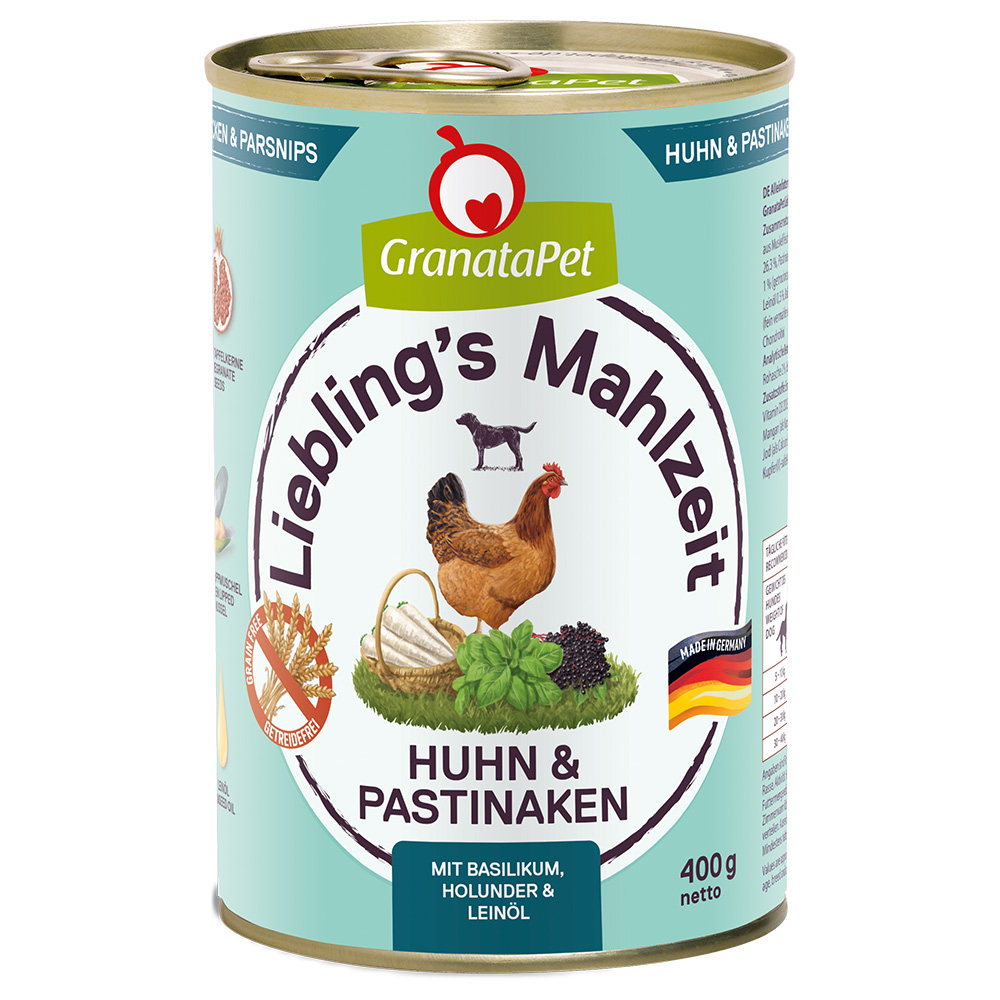 GranataPet Liebling's Mahlzeit 6 x 400 g - Huhn & Pastinaken von Granatapet