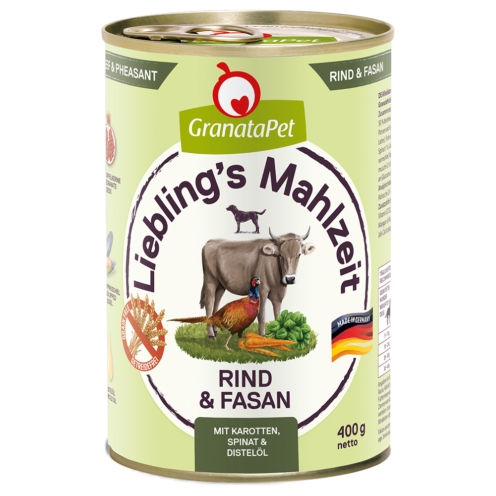 GranataPet Liebling's Mahlzeit 6 x 400 g - Rind & Fasan von Granatapet