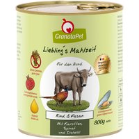 Sparpaket GranataPet Liebling's Mahlzeit 24 x 800 g - Rind & Fasan mit Karotten, Spinat und Distelöl von Granatapet