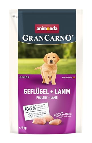 GranCarno Trockenfutter Junior Geflügel + Lamm (1 x 4kg), Premium Futter ohne Getreide für Junge heranwachsende Hunde von animonda von Grancarno