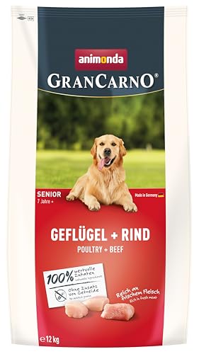 GranCarno Trockenfutter Senior Geflügel + Rind (1 x 12kg), Premium Futter ohne Getreide für ältere Hunde ab 7 Jahren von animonda von Grancarno