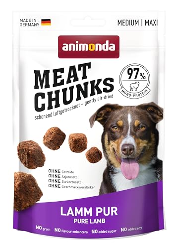 Grancarno Meat Chunks Lamm pur (80g), purer Fleisch Premium Hundesnack von animondafür mittlere und große Erwachsene Hunde, getreidefreie Hundeleckerlis für ausgewachsene Hunde von Grancarno