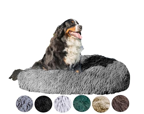 Grand Filippo Fluffy Hundebett Donut 120 cm - Handgefertigt Hundebett Flauschig - Hundekissen Flauschig Katzenbett Waschbar - Hundebett Rund Katzenbett Grau von Grand Filippo