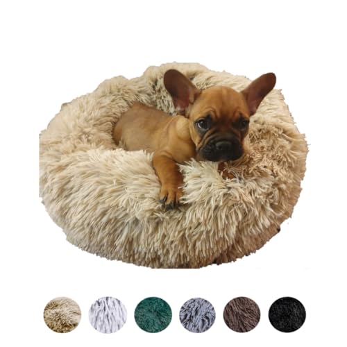 Grand Filippo Fluffy Maschinenwaschbar Hundebett 50 cm - Handgefertigt Hundebett Flauschig - Hundekissen Flauschig - Katzenbett Waschbar - Rund Katzenbett Beige von Grand Filippo