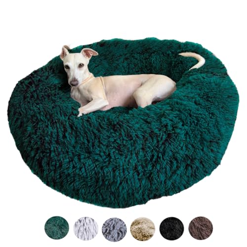 Grand Filippo Fluffy Hundebett mit waschbarem Bezug 80 cm - Handgefertigt Hundebett Flauschig - Hundekissen Flauschig - Katzenbett Maschinenwaschbar - Rund Katzenbett Grün von Grand Filippo