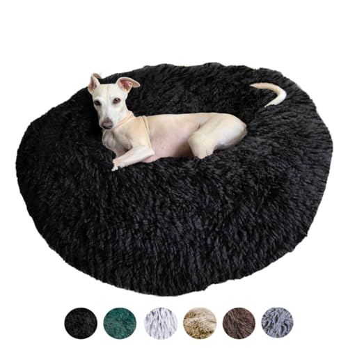 Grand Filippo Fluffy Hundebett mit waschbarem Bezug 80 cm - Handgefertigt Hundebett Flauschig - Hundekissen Flauschig - Katzenbett Maschinenwaschbar - Rund Katzenbett Schwarz von Grand Filippo