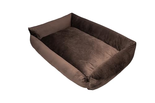 Grand Filippo Hundebett Grosse Hunde Waschbar mit Reißverschluss 120x90 cm - Braun Hundesofa XXL mit Öko-Tex-100-Zertifikat - Hundekorb mit Anti-Rutsch-Funktion - Velvet von Grand Filippo