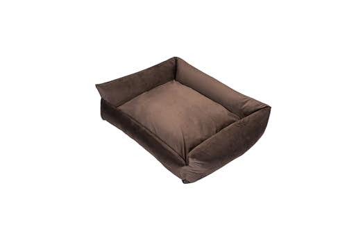 Grand Filippo Hundebett Mittelgroße Hunde Waschbar mit Reißverschluss 75x65 cm - Braun Hundesofa mit Öko-Tex-100-Zertifikat - Hundekorb mit Anti-Rutsch-Funktion - Velvet von Grand Filippo