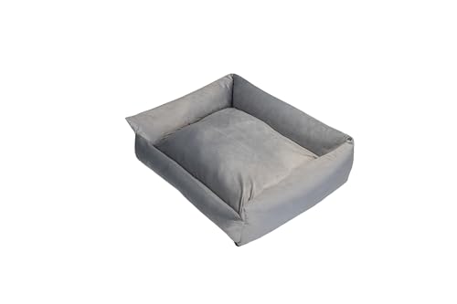 Grand Filippo Hundebett Mittelgroße Hunde Waschbar mit Reißverschluss 75x65 cm - Grau Hundesofa mit Öko-Tex-100-Zertifikat - Hundekorb mit Anti-Rutsch-Funktion - Velvet von Grand Filippo