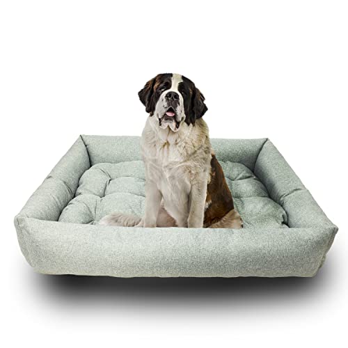 Grand Filippo Hundebett Wasserdicht - Hundebetten für Kleine und Große Hunde - Hunde Bett rutschfeste Unterseite - Hundekorb - Hundekörbchen 120x90x20 Graues Leinen von Grand Filippo