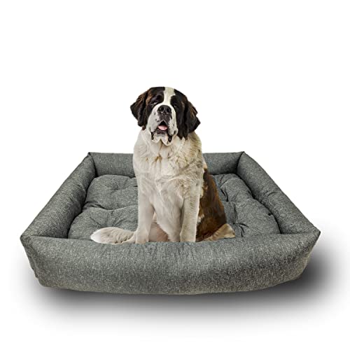 Grand Filippo Hundebett Wasserdicht - Hundebetten für Kleine und Große Hunde - Hunde Bett rutschfeste Unterseite - Hundekorb - Hundekörbchen 120x90x20 Schwarzes Leinen von Grand Filippo