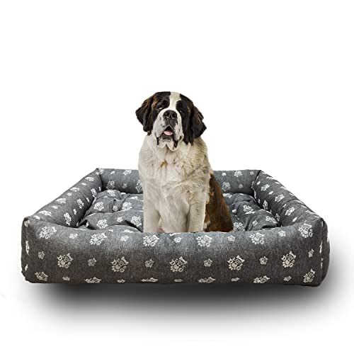 Grand Filippo Hundebett Wasserdicht - Hundebetten für Kleine und Große Hunde - Hunde Bett rutschfeste Unterseite - Hundekorb - Hundekörbchen 120x90x20 Schwarzes Leinen Liebe Meinen Hund von Grand Filippo