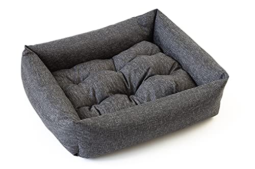 Grand Filippo Hundebett Wasserdicht - Hundebetten für Kleine und Große Hunde - Hunde Bett rutschfeste Unterseite - Hundekorb - Hundekörbchen 65x55x16 Schwarzes Leinen von Grand Filippo