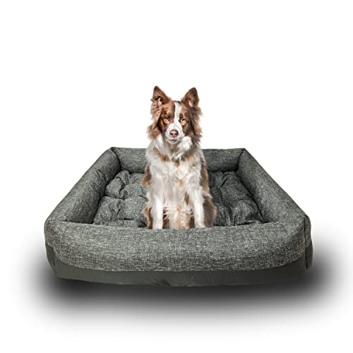 Grand Filippo Hundebett Wasserdicht - Hundebetten für Kleine und Große Hunde - Hunde Bett rutschfeste Unterseite - Hundekorb - Hundekörbchen 75x65x20 Schwarzes Leinen von Grand Filippo