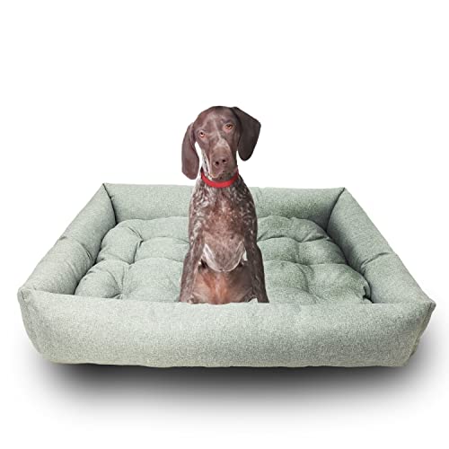 Grand Filippo Hundebett Wasserdicht - Hundebetten für Kleine und Große Hunde - Hunde Bett rutschfeste Unterseite - Hundekorb - Hundekörbchen 95x75x20 Graues Leinen von Grand Filippo