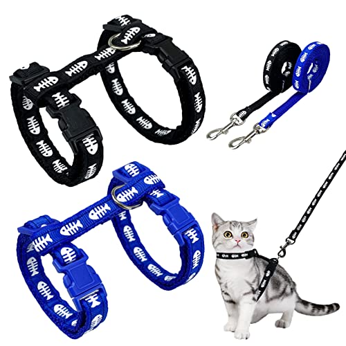 2 Stück Verstellbare Nylon Geschirre Katzenleine,Cat's Claw Marienkäfer-Print Geschirre Katzenleine Kätzchenhalsband， Weiche Katzengeschirr mit Leine für Kätzchen Welpe Kaninchen Hase von Grantop