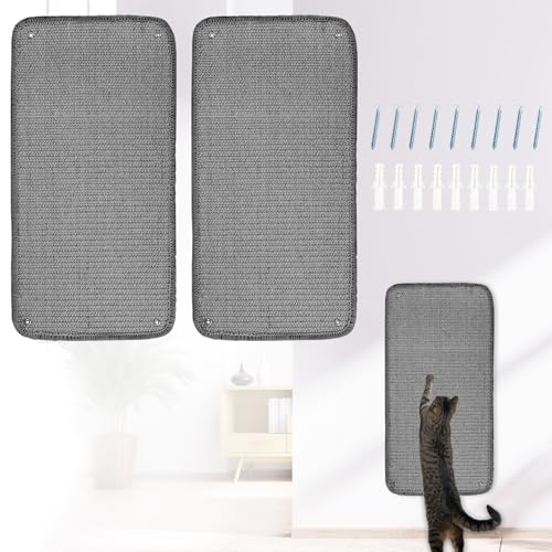 2 Stück Kratzmatte Katze Set,Katzenkratzbretter Wand 50x25cm,Kratzbretter Katze Sisal,Widerstandsfähig rutschfest Kratzpads für Katzen,Katzen Kratzbrett für Sofa Möbel Tür Kratzschutz von Grantop