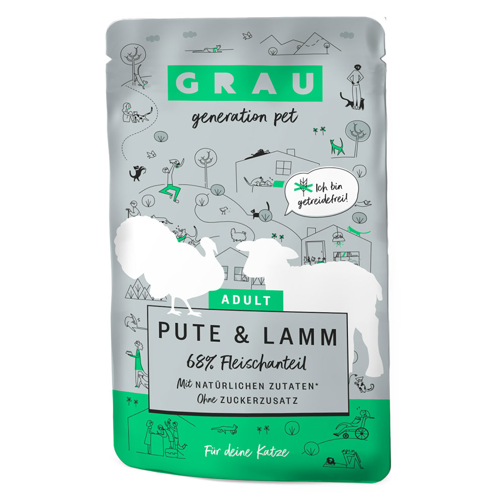 GRAU Adult Getreidefrei 16 x 125 g - Pute & Lamm von Grau