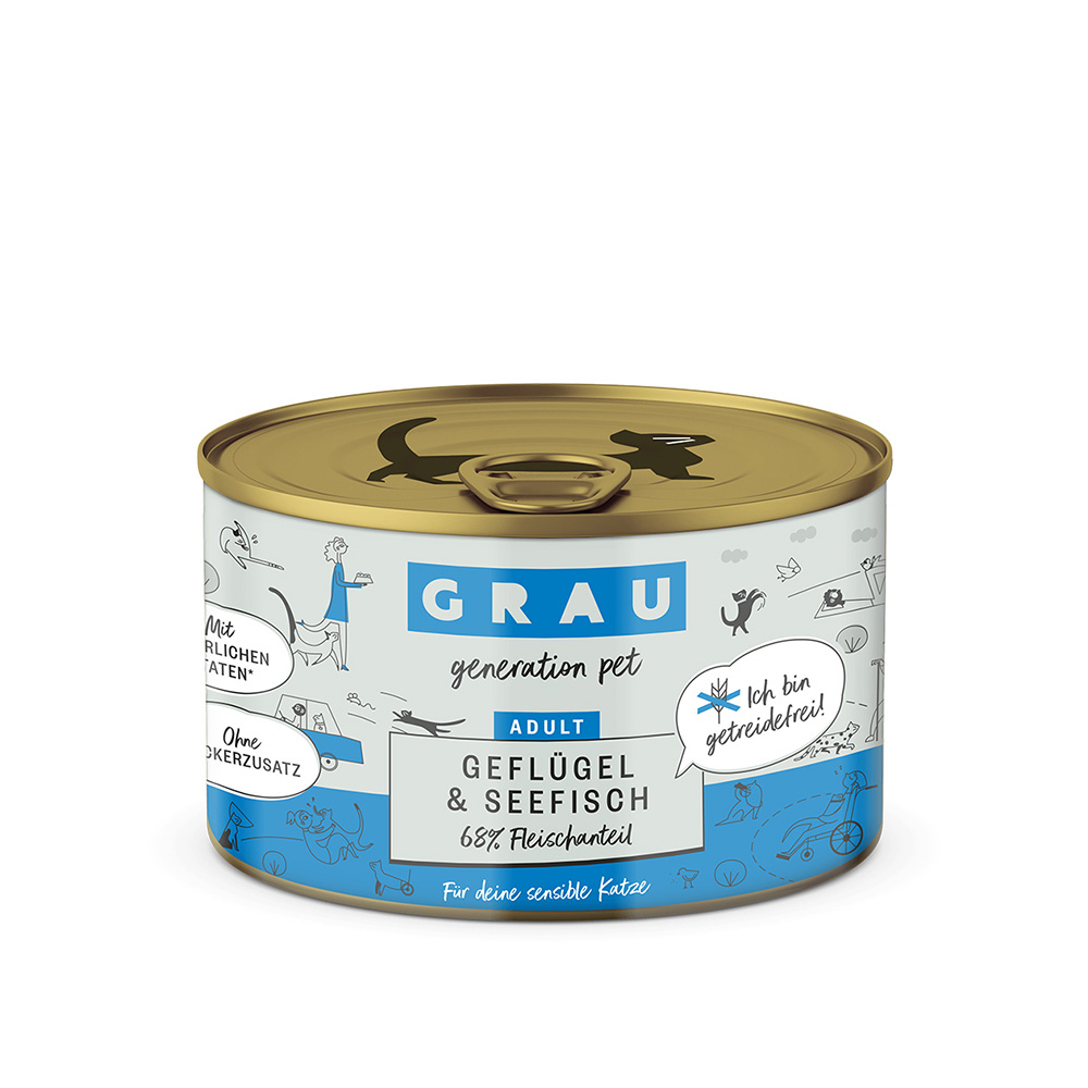 GRAU Adult Getreidefrei 6 x 200 g - Geflügel & Seefisch von Grau