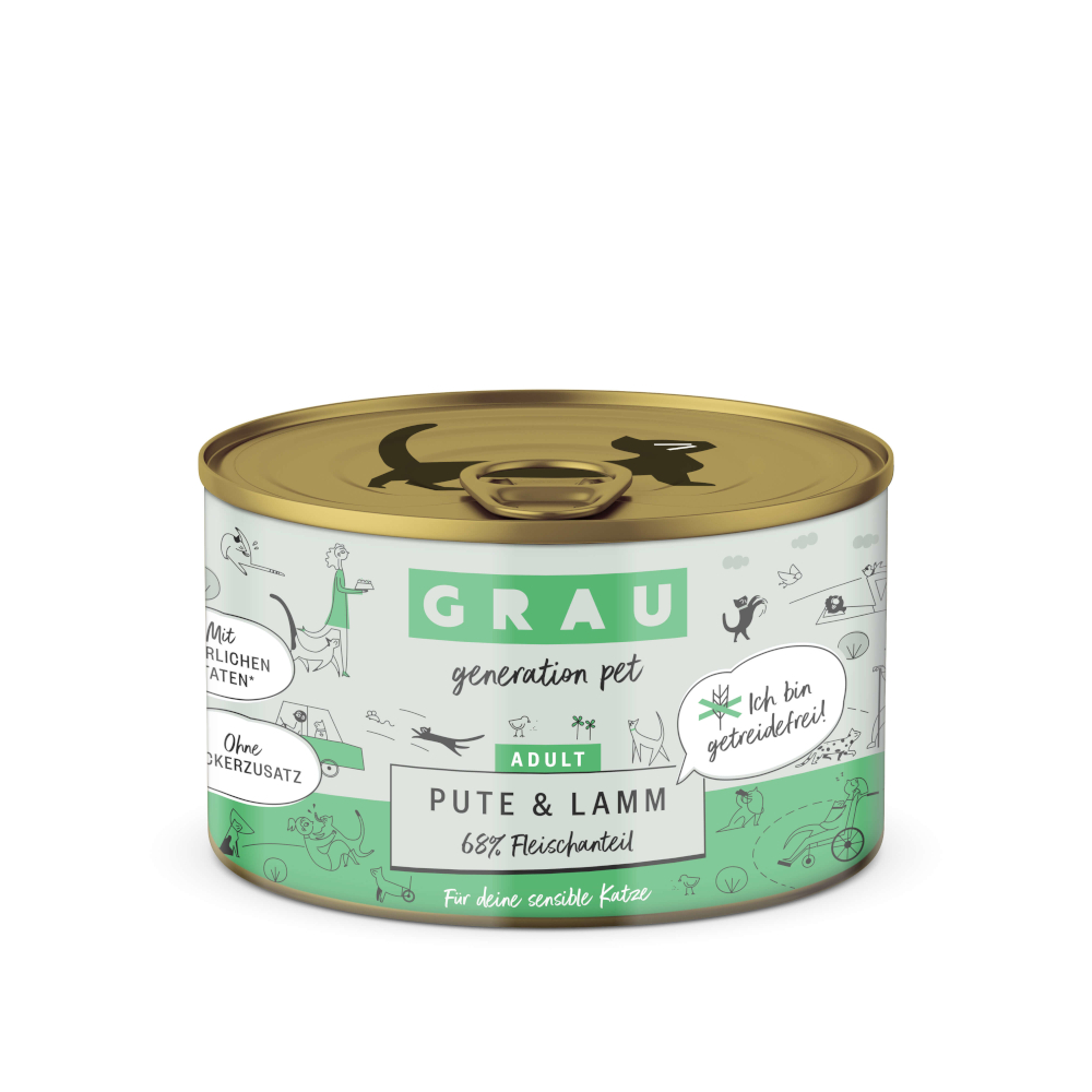 GRAU Adult Getreidefrei 6 x 200 g - Pute & Lamm von Grau