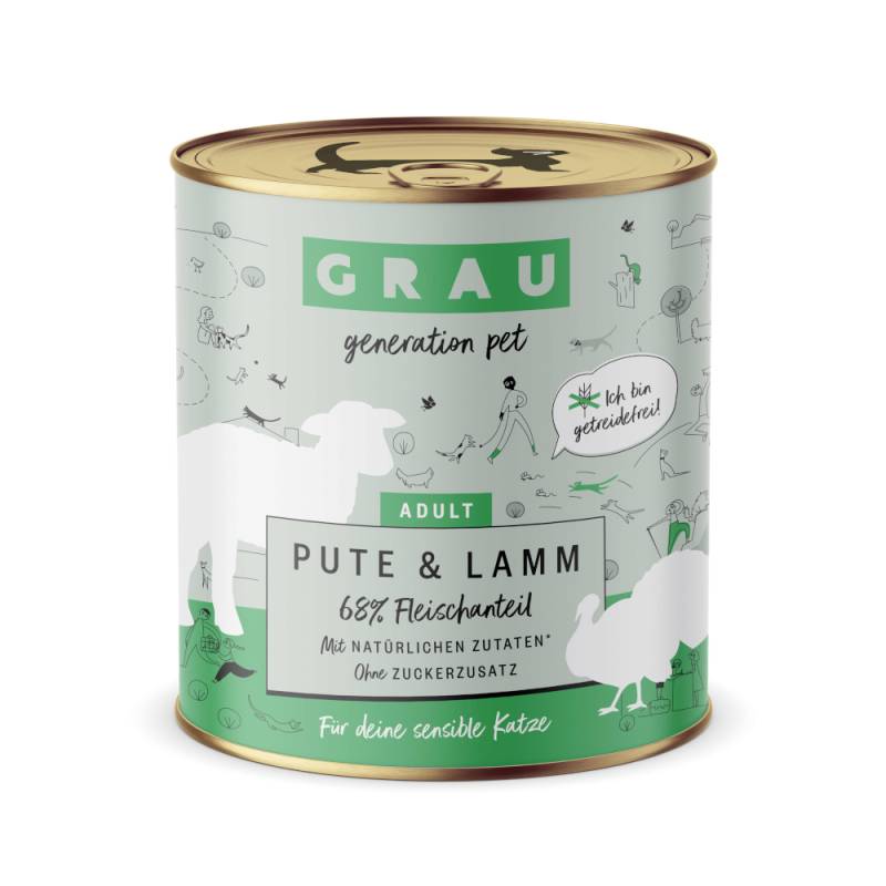 GRAU Adult Getreidefrei 6 x 800 g - Pute & Lamm von Grau