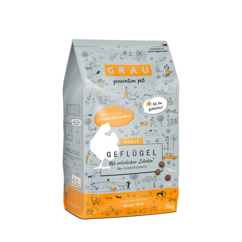 GRAU Hund Adult Geflügel 3kg von Grau