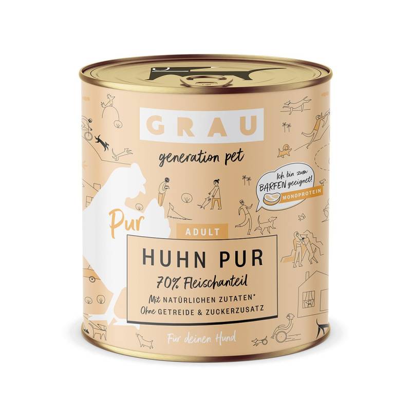 GRAU Hund Adult Huhn Pur 6x800g von Grau