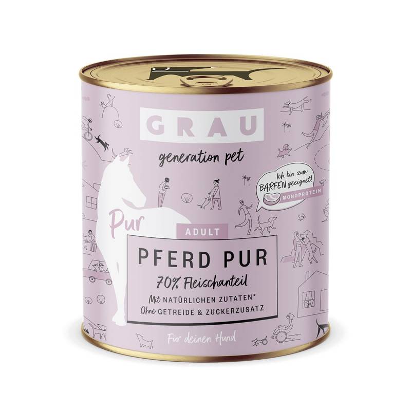 GRAU Hund Adult Pferd Pur 6x800g von Grau