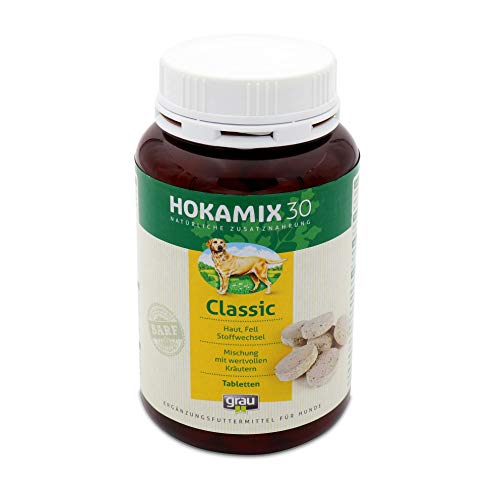 GRAU - das Original - HOKAMIX30 Classic Tabletten, Alleskönner-Kräutermischung für Hunde in Tablettenform, 30 wichtige Kräuter zur Vorsorge, 1er Pack (1 x 200 Stück), Ergänzungsfuttermittel für Hunde von Grau