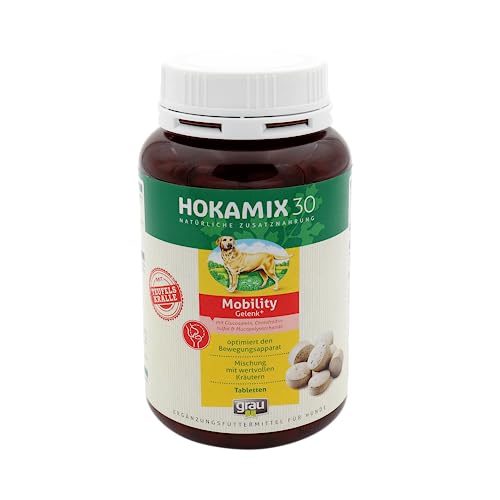 GRAU - das Original - HOKAMIX30 Mobility, Gelenktabletten für Hunde, natürliche Kräutermischung mit Grünlippenmuschel und Teufelskralle, 1er Pack (1 x 390 Stück), Ergänzungsfuttermittel für Hunde von Grau