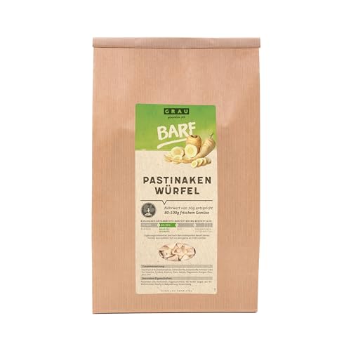 GRAU – das Original – Trockengemüse zum BARFen für Hunde - Pastinaken-Würfel, 1er Pack (1 x 1.2 kg), Ergänzungsfuttermittel für Hunde von Grau