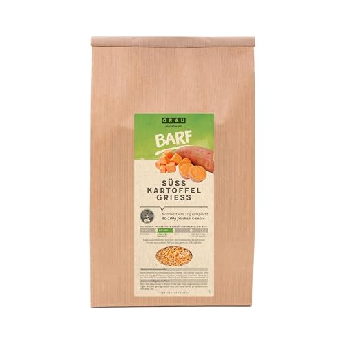 GRAU – das Original – Trockengemüse zum BARFen für Hunde - Süßkartoffel-Grieß, 1er Pack (1 x 1,2 kg), Ergänzungsfuttermittel für Hunde von Grau