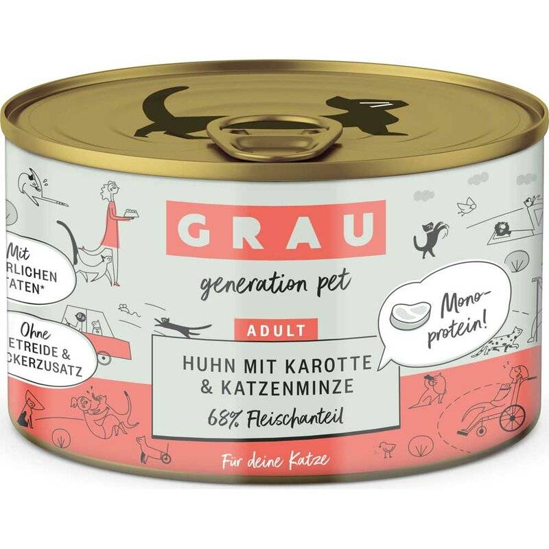 Grau Katzenfutter Huhn mit Karotte & Katzenminze 200 g (9,45 € pro 1 kg) von Grau