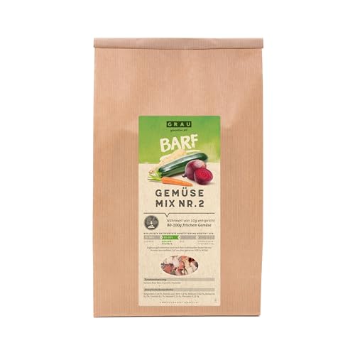 GRAU – das Original – Trockengemüsemischung zum BARFen für Hunde - Gemüsemix "Mischung Nr. 2", 1er Pack (1 x 1,2 kg), Ergänzungsfuttermittel für Hunde von Grau