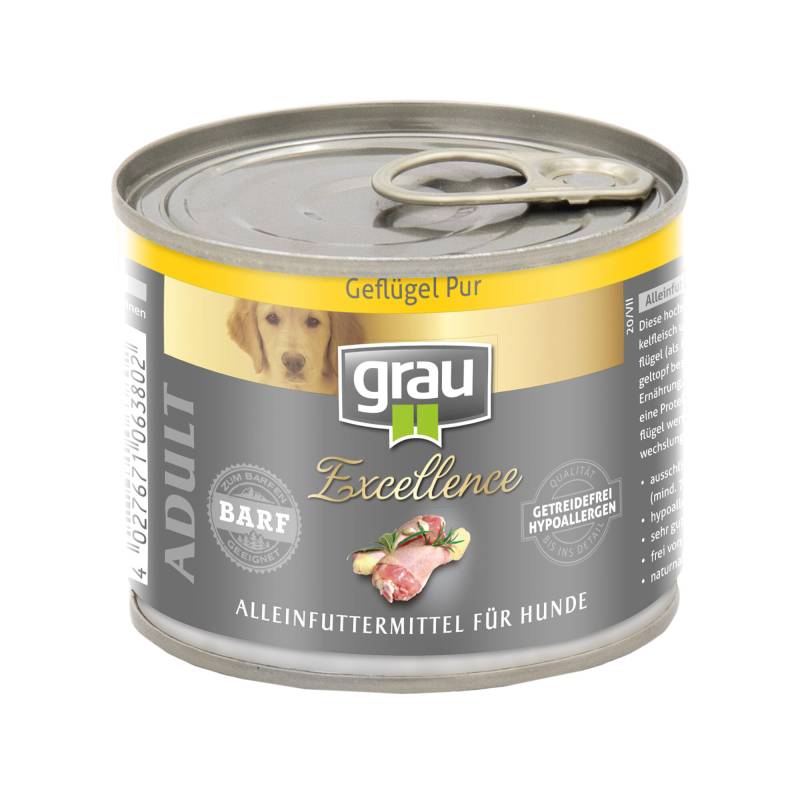 Grau Excellence Adult Pur - Geflügel - Dose - 6 x 400 g von Grau