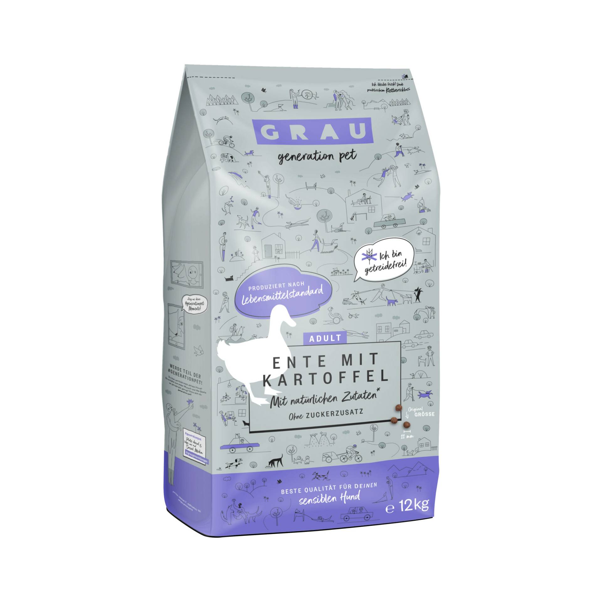 Grau Glutenfreies Hundefutter Ente mit Kartoffel - 3 kg von Grau