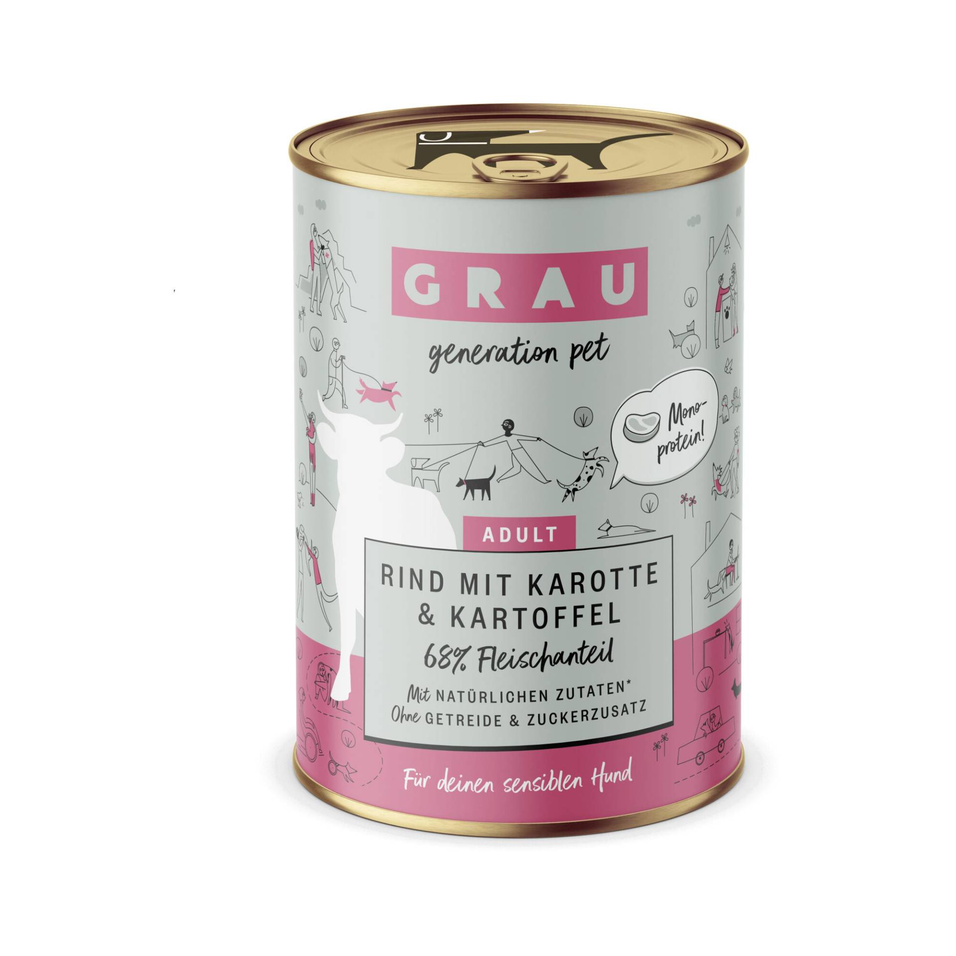 Grau Grain-Free Rindfleisch mit Karotte und Kartoffel Dose - 6 x 400 g von Grau