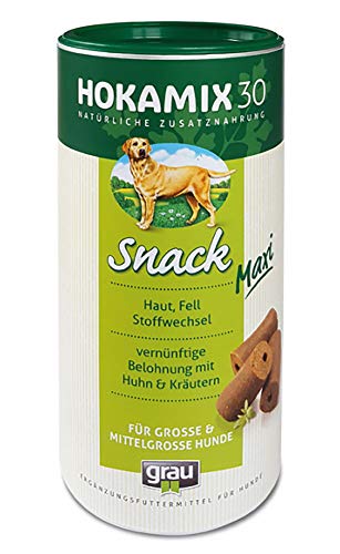 GRAU - das Original - HOKAMIX30 Snack Maxi, der gesunde Vorsorgesnack mit 30 wichtigen Kräutern 1er Pack (1 x 800 g), Ergänzungsfuttermittel für große Hunde von Grau