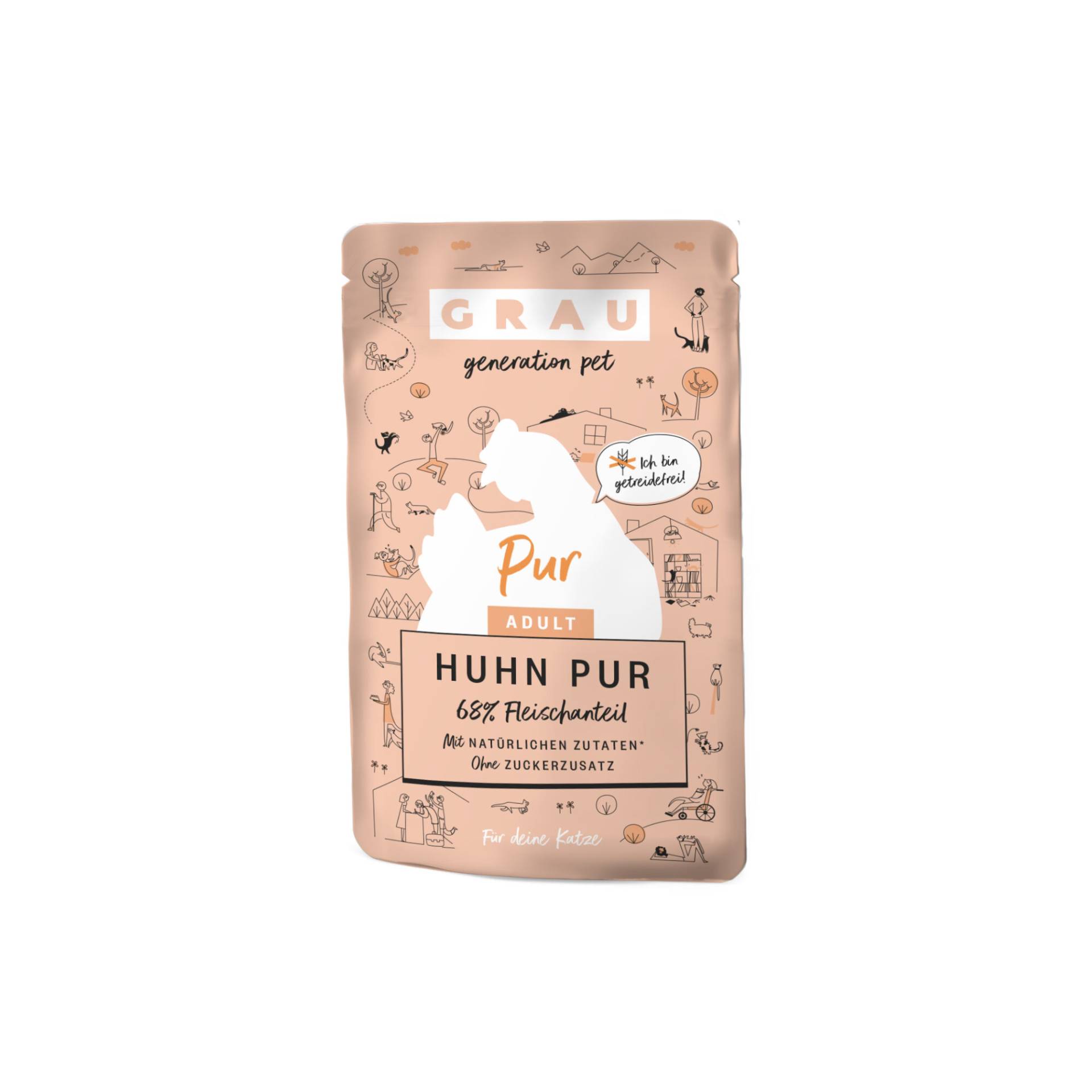 Grau Huhn Pur Pouch - 16 x 125 g von Grau