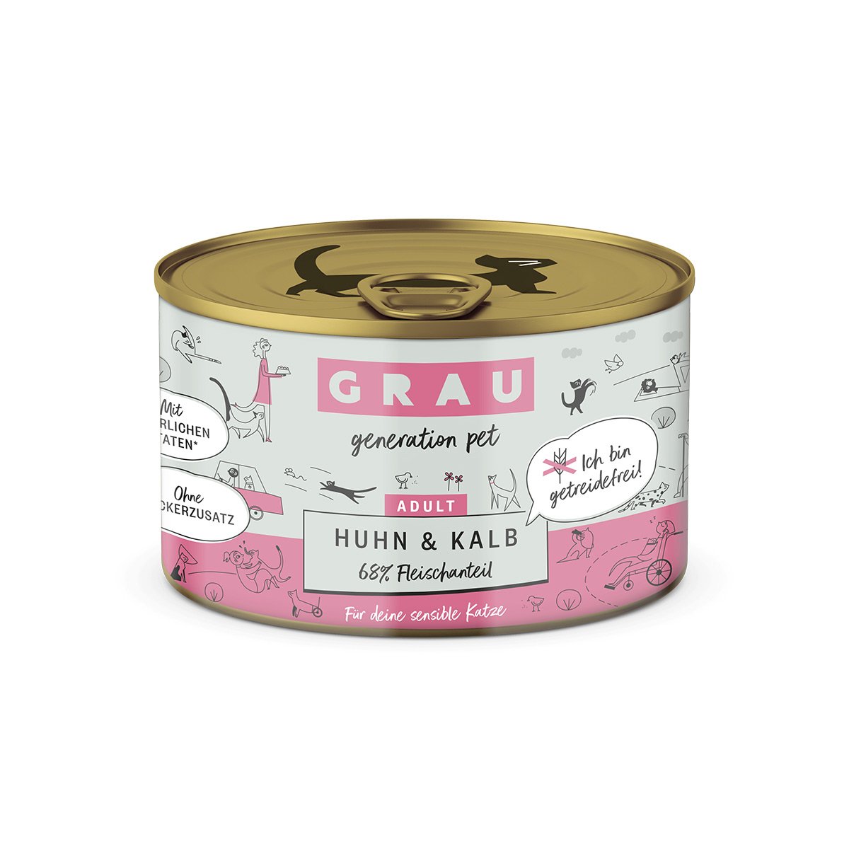 Grau Katze Huhn & Kalb 6 x 200g von Grau