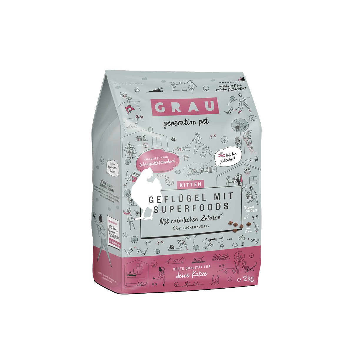 Grau Katze Kitten Geflügel mit Superfoods 2kg von Grau