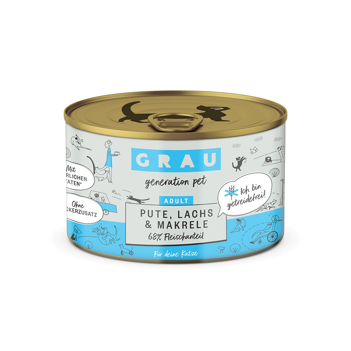 Grau Katze Pute, Lachs, Makrele 24 x 200g von Grau