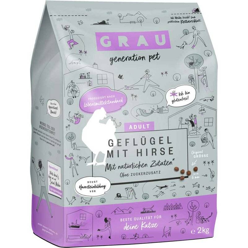 Grau Katzenfutter Geflügel mit Hirse 2 kg (10,97 € pro 1 kg) von Grau