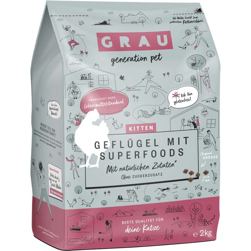 Grau Kitten Geflügel mit Superfoods 2 kg (10,97 € pro 1 kg) von Grau