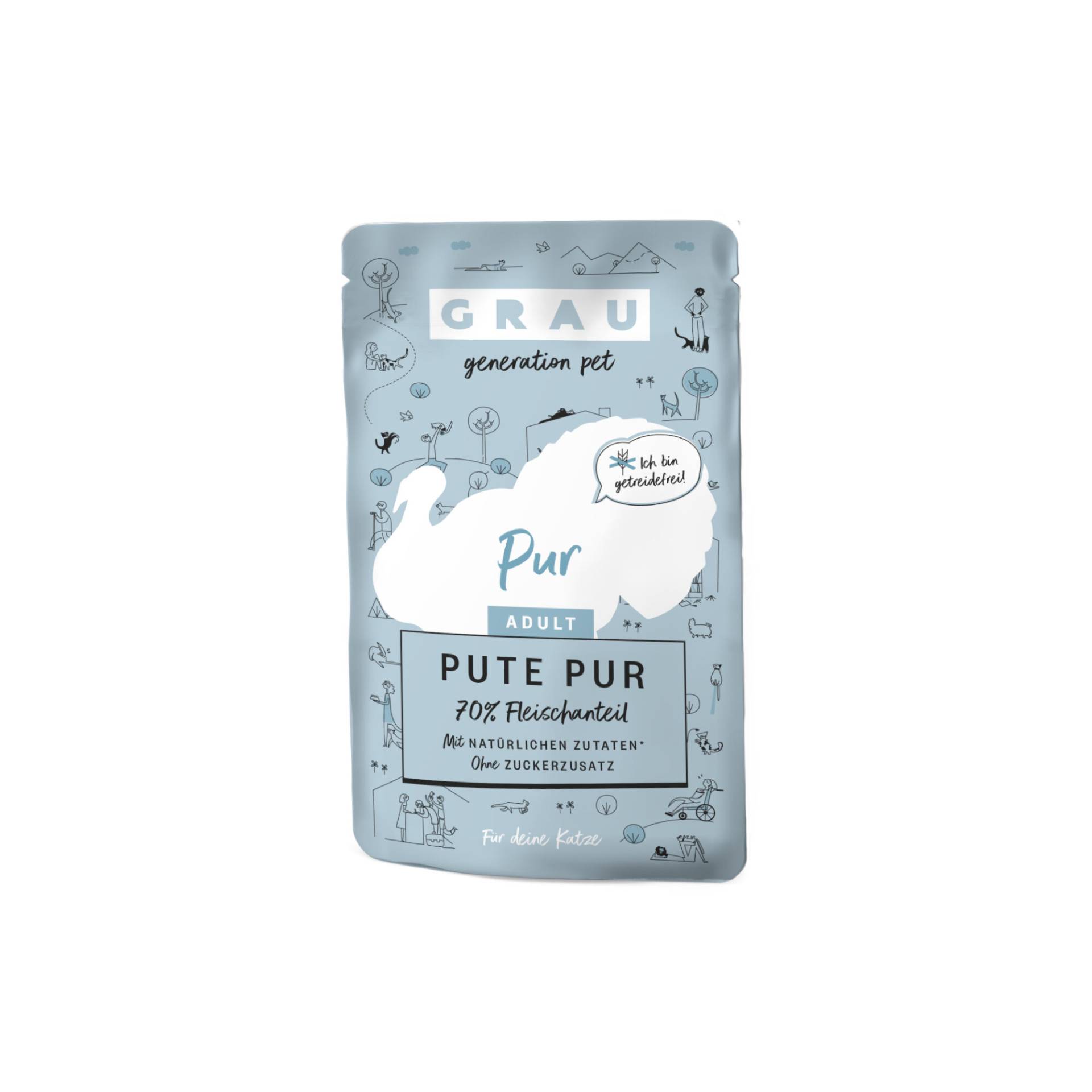 Grau Pute Pur Pouch - 16 x 125 g von Grau