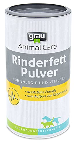 GRAU - das Original - Rinderfettpulver, der schelle Energielieferant mit 80 % Fettanteil, 1er Pack (1 x 400 g), Ergänzungsfuttermittel für Hunde & Katzen von Grau