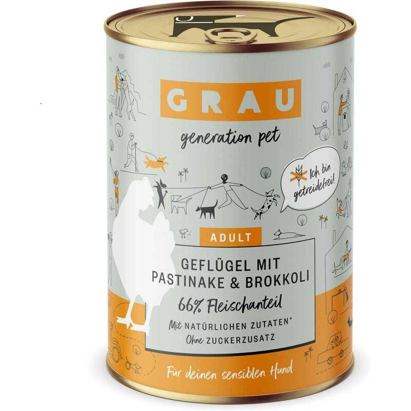 Grau Hund Geflügel mit Pastinake & Brokkoli 400 g (6,98 € pro 1 kg) von Grau