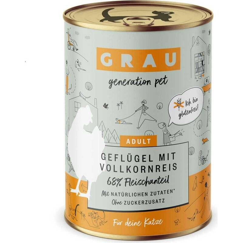 Grau Katzenfutter Geflügel mit Vollkornreis 400 g (6,72 € pro 1 kg) von Grau