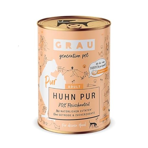 Grau – das Original – Nassfutter für Hunde - Huhn Pur, 1er Pack (1 x 400 g) von Grau