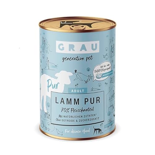 Grau – das Original – Nassfutter für Hunde - Lamm Pur, 1er Pack (1 x 400 g) von Grau